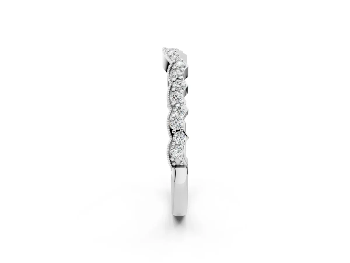 Scalloped Diamond Round Cut Eternity Band with Pavé Setting Platinum