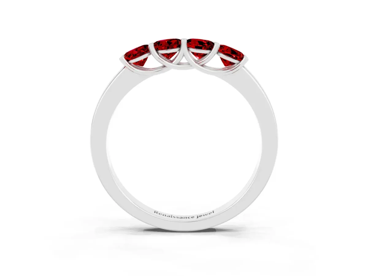 Four-Stone Round Ruby Prong-Set Band Silver