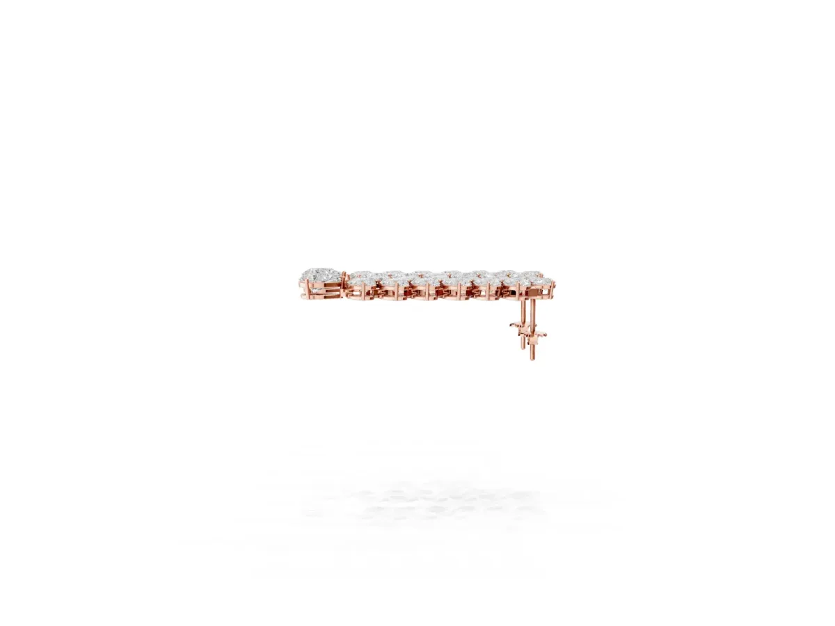 Pear Diamond Cascading Leaf Drop Earrings Rose gold