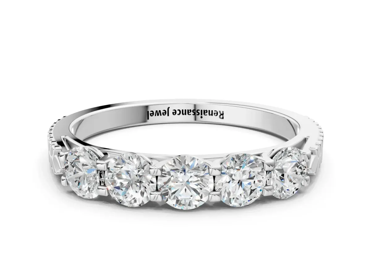 Five-Stone Round Diamond Prong-Set Band Platinum