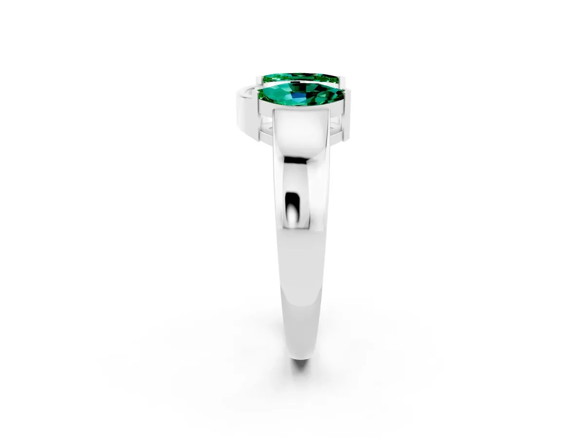 Marquise Emerald Open Band Ring with Tension Setting Platinum