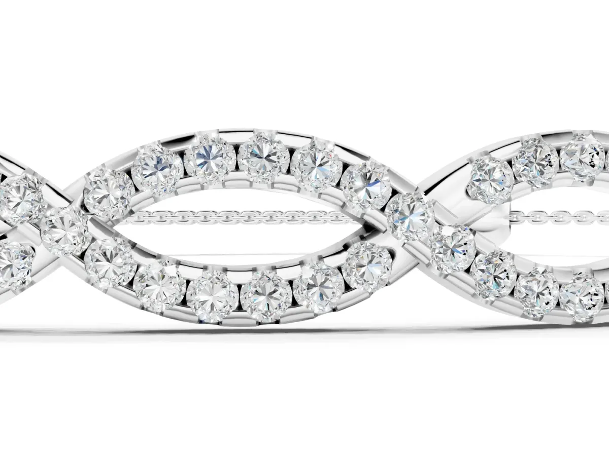 Pavé Marquise Infinity Chain Bracelet with Bezel Prong Setting Silver