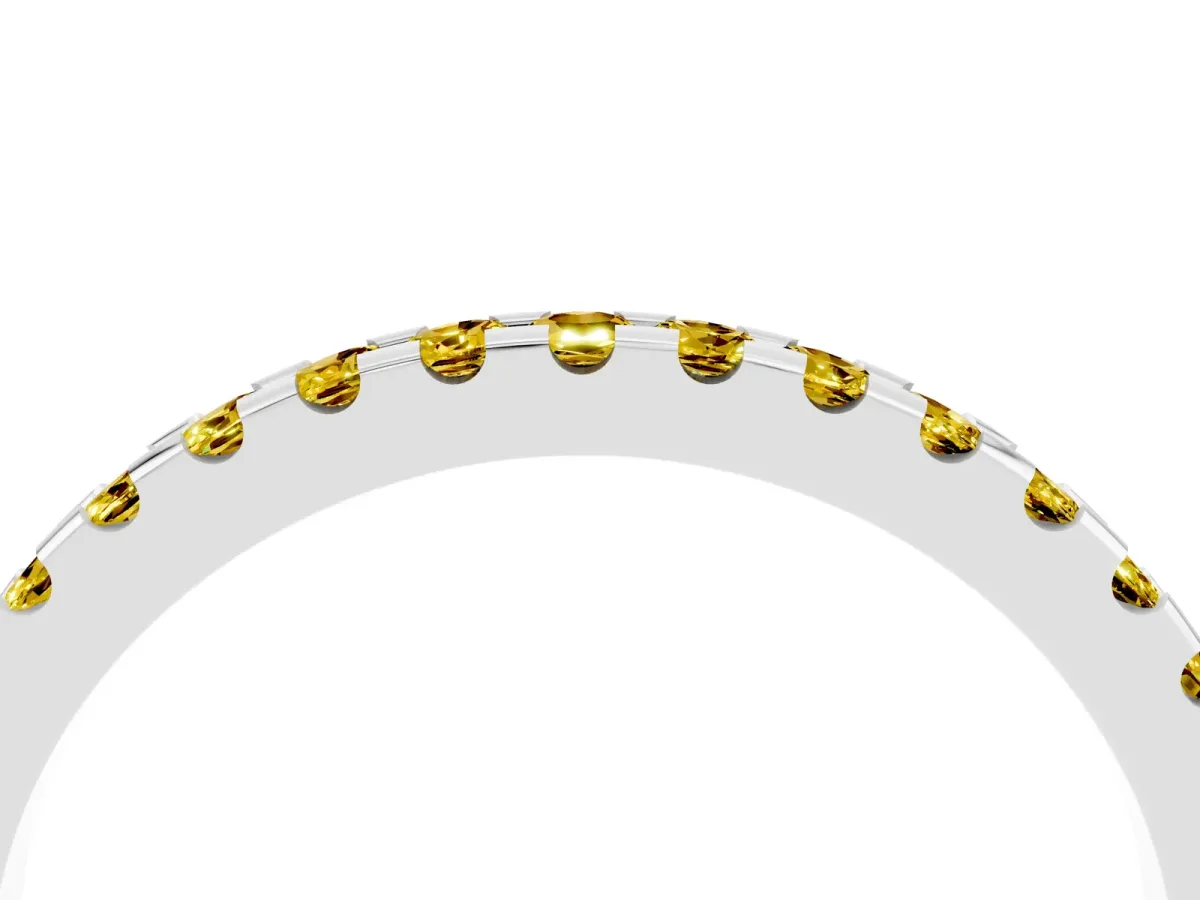 Round Yellow Sapphire Pavé Set Eternity Band with Micro Prong Setting Platinum