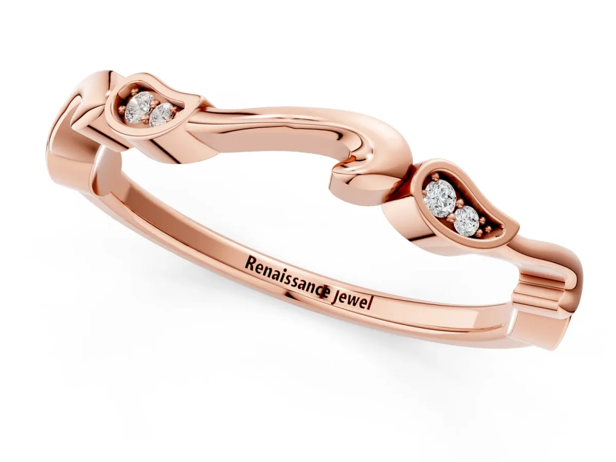 Marquise Diamond Leaf Twist Eternity Band with Bezel Setting Rose gold