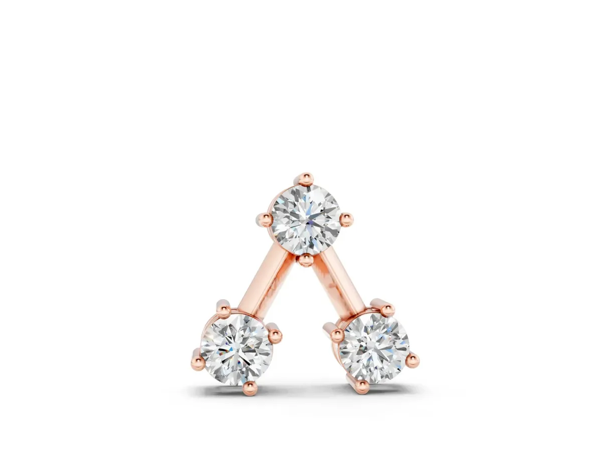 Three-Stone Round Diamond Prong Set Pendant Rose gold