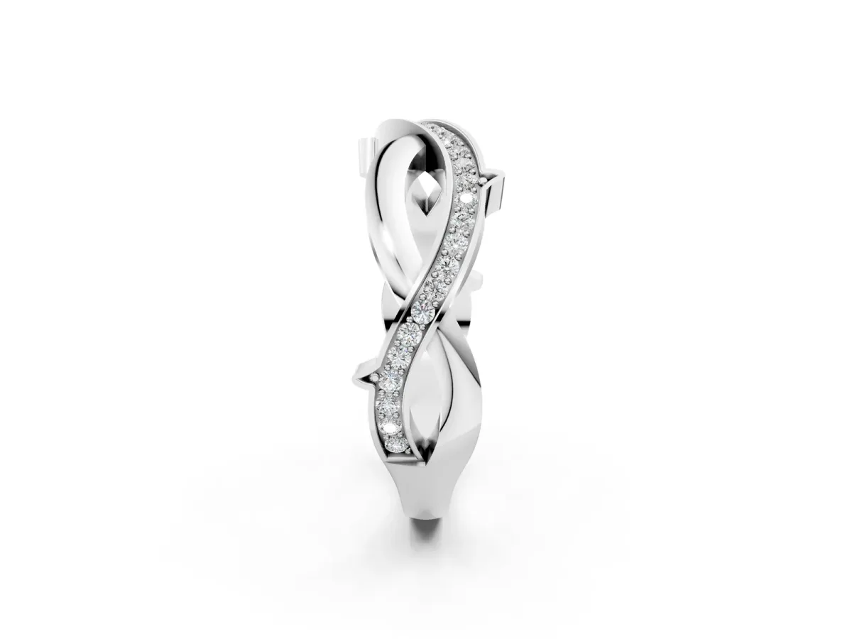 Pavé Round Diamond Twist Band with Channel Setting Platinum