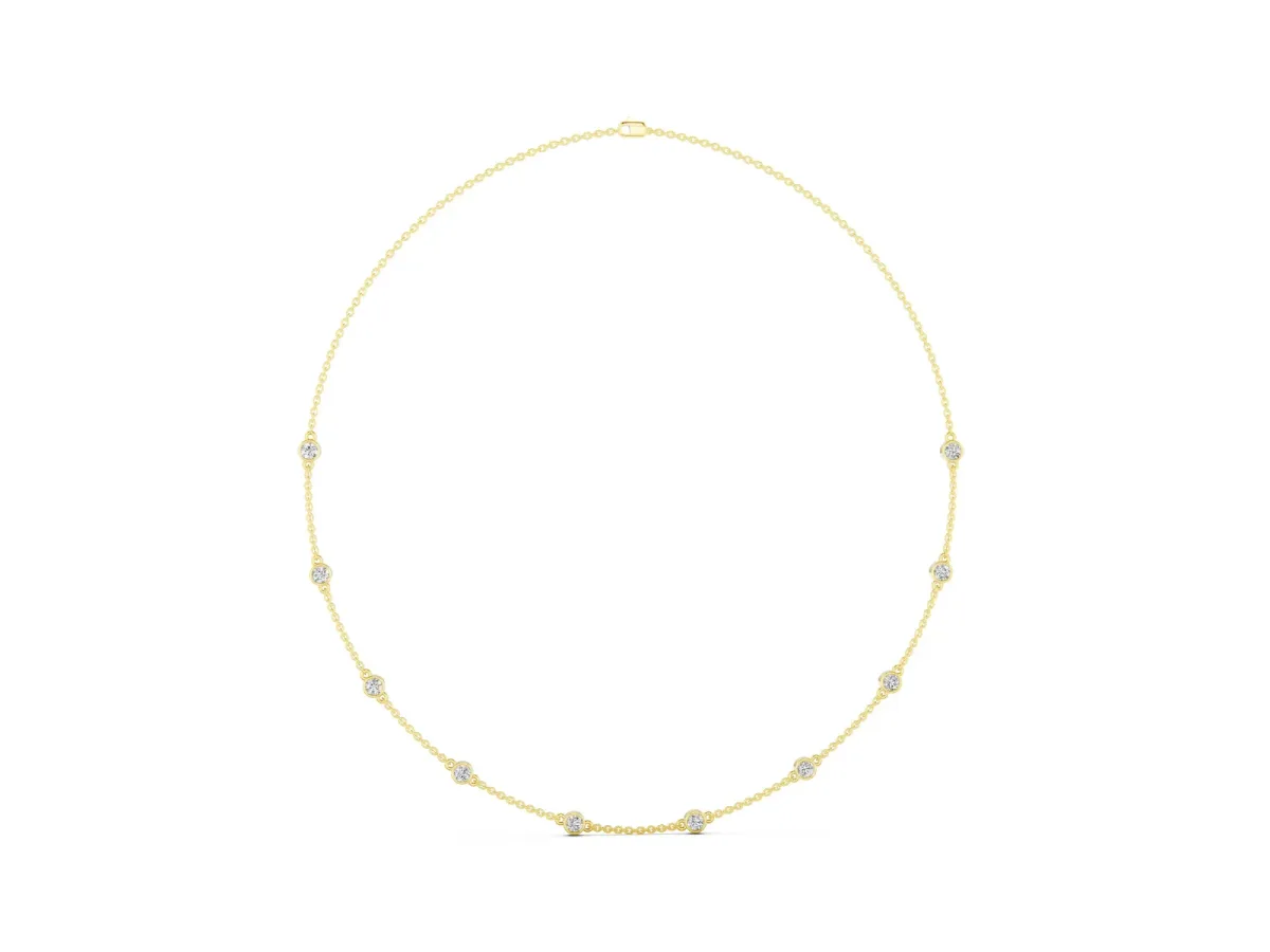 Bezel-Set Round Diamond Station Necklace Yellow gold