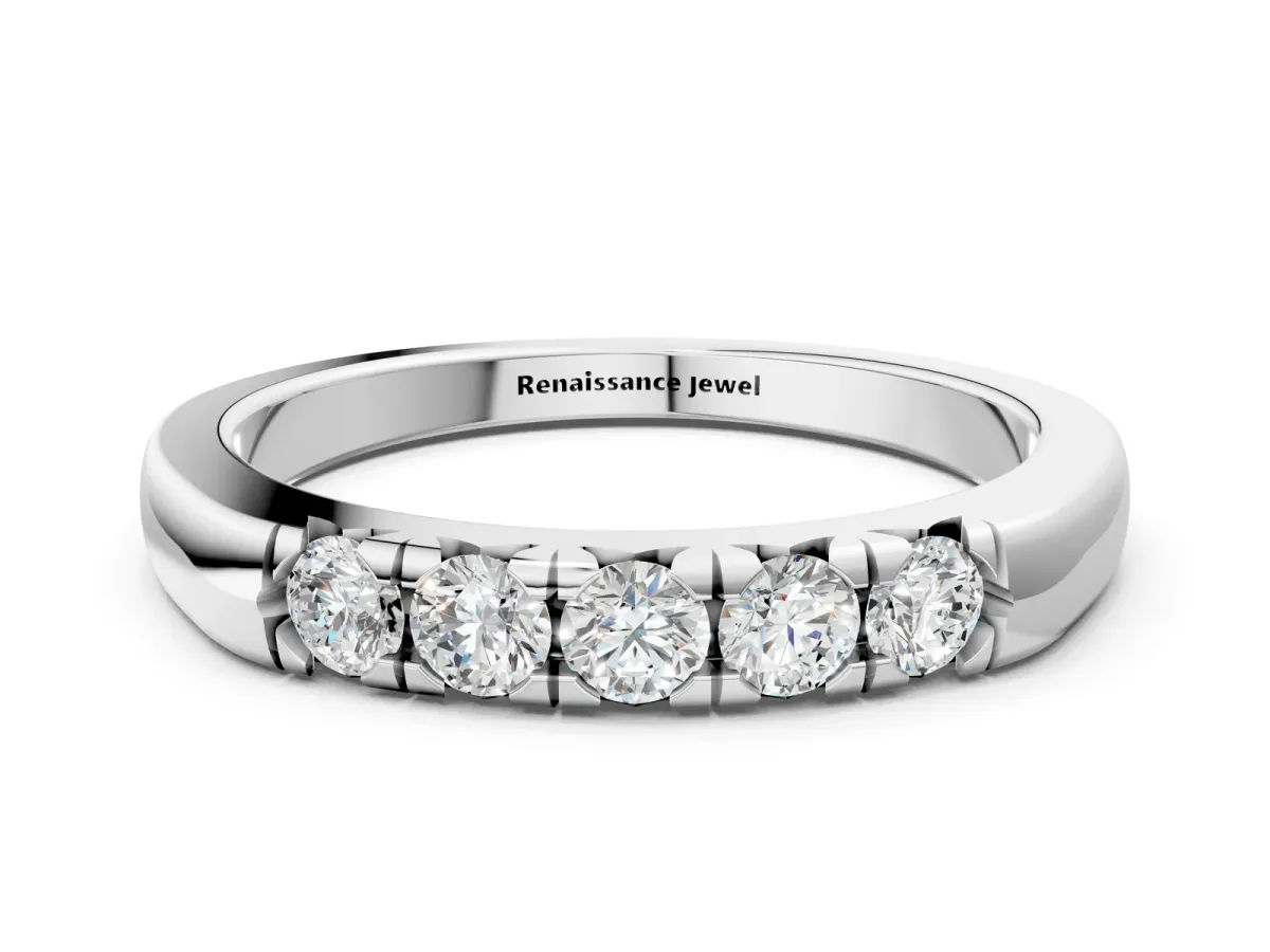 Round Diamond Channel Set Half Eternity Band Platinum