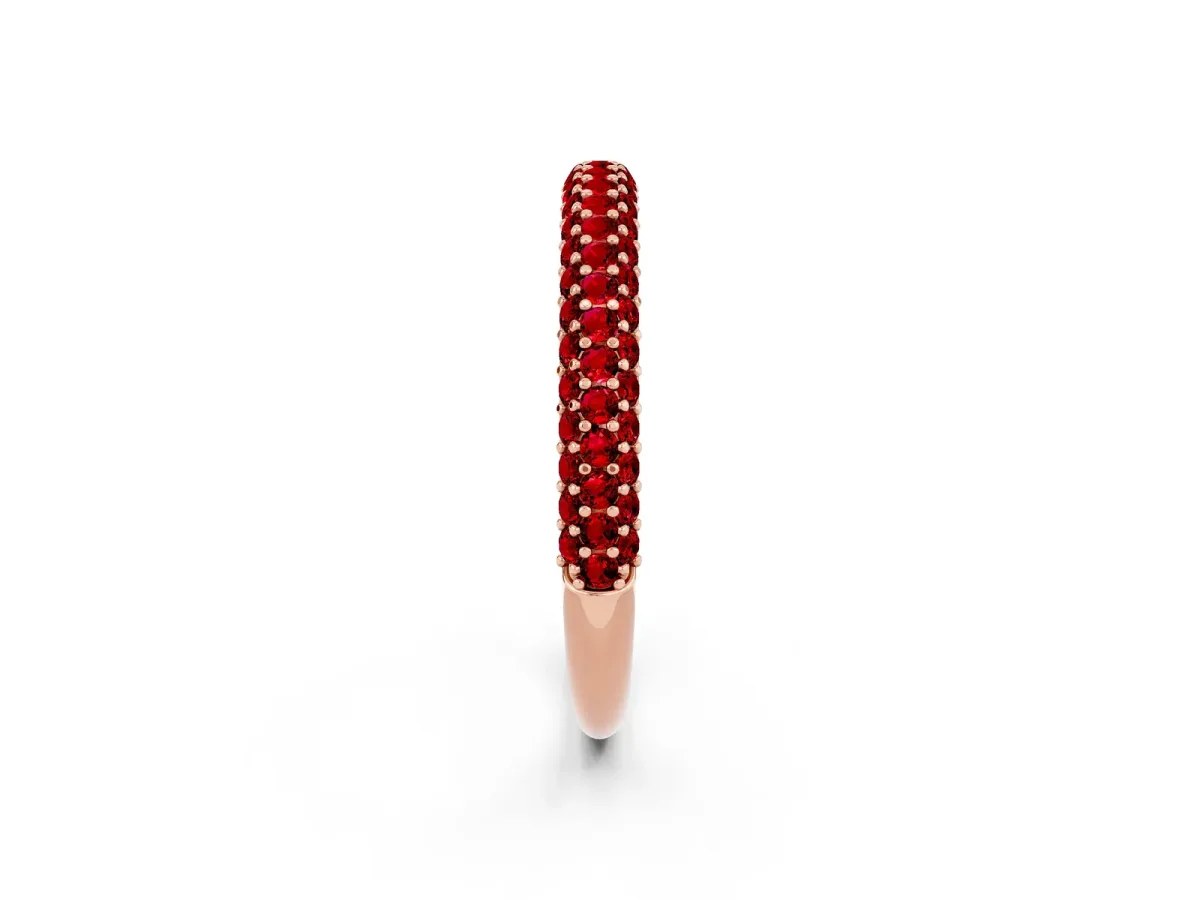 Round Ruby Pavé Eternity Band with Shared Prong Setting Rose gold