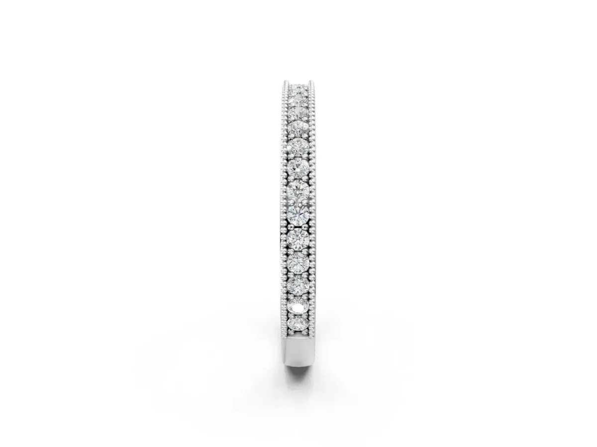 Round Diamond Pavé Eternity Band with Milgrain Edge White gold