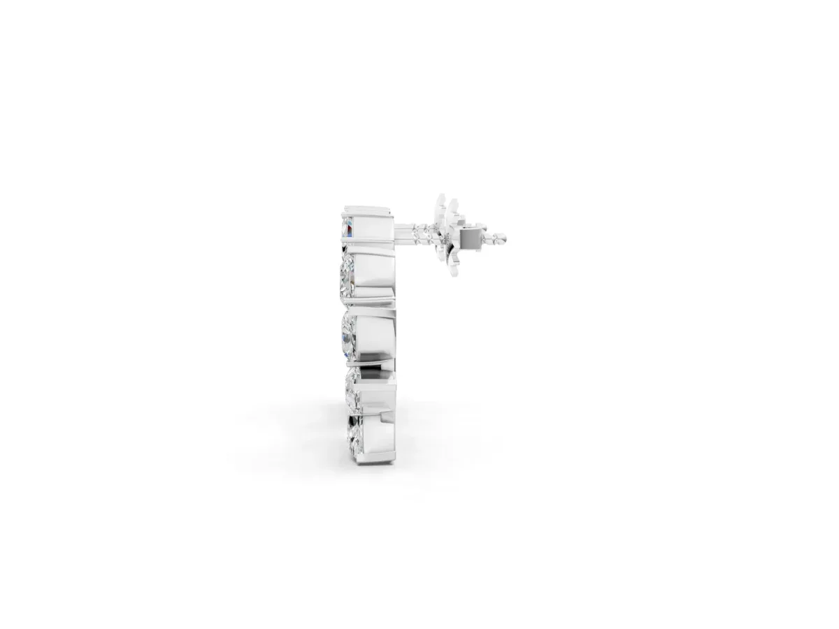 Marquise, Pear and Round Diamond Graduated Cluster Stud Earrings Platinum