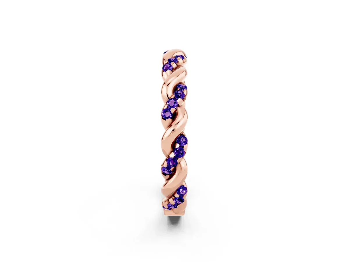 Twisted Pavé Round Tanzanite Eternity Band Rose gold