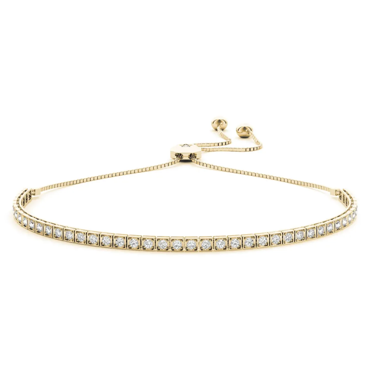 Box-Set Round Diamond Adjustable Tennis Bracelet Yellow gold