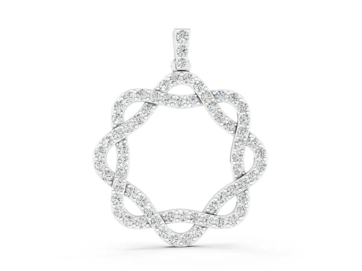 Round Diamond Pavé Infinity Pendant with Prong Setting Silver