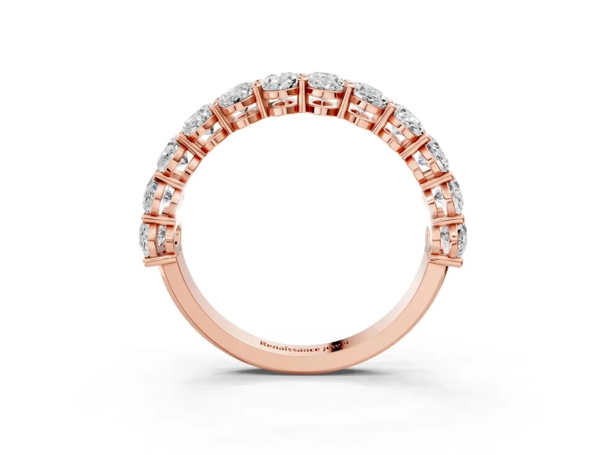Oval Diamond Prong-Set Eternity Band Rose gold