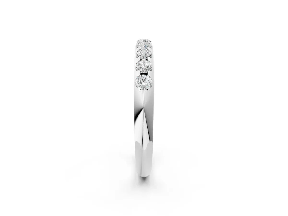 Round Cut Diamond Half-Eternity Band with Shared Prong Setting Silver