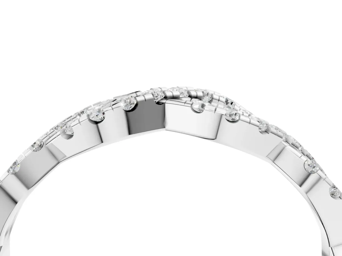 Round Diamond Twisted Eternity Band with Pavé and Shared Prong Setting Silver