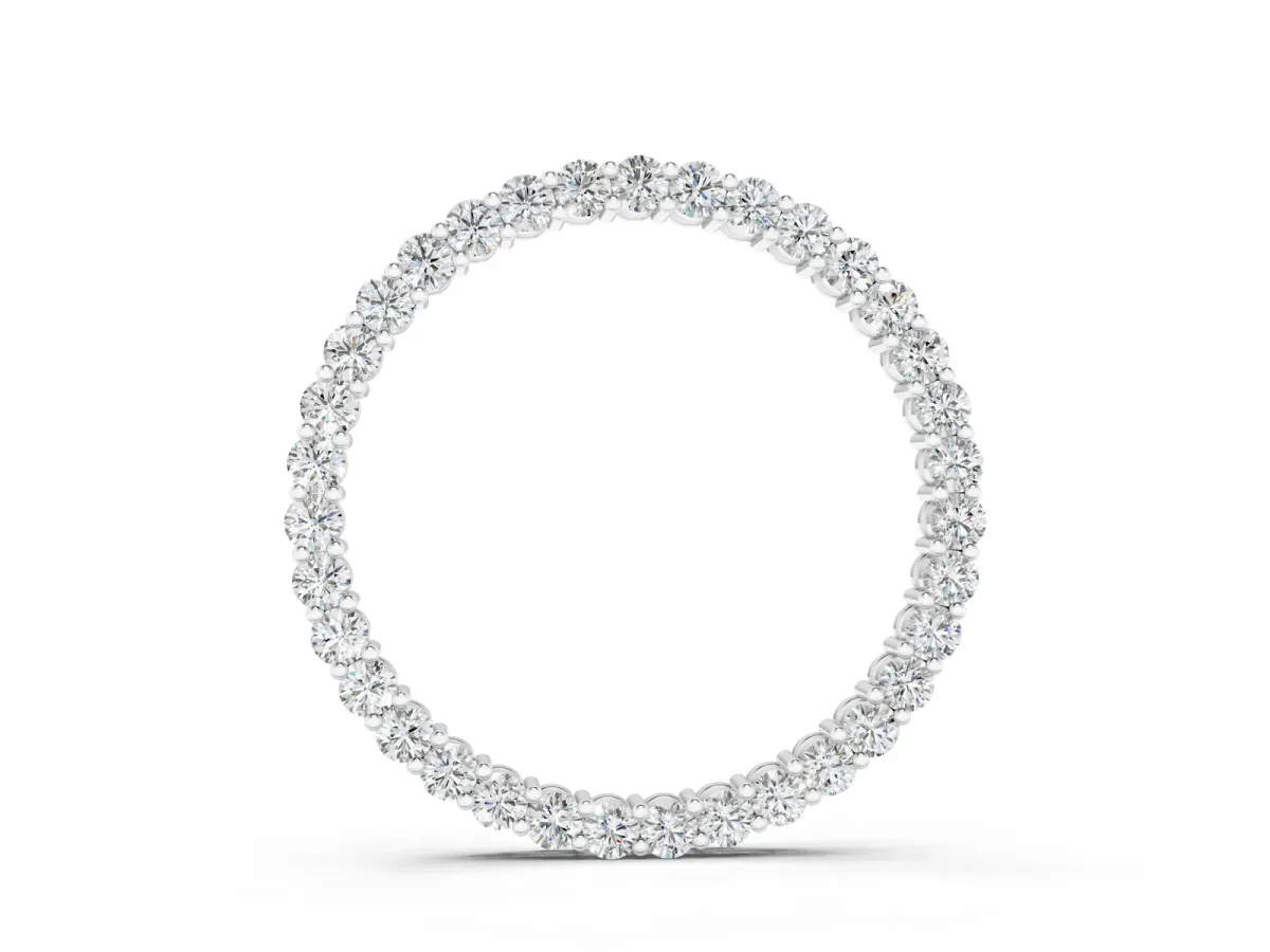 Round Diamond Eternity Pendant with Prong Setting Silver