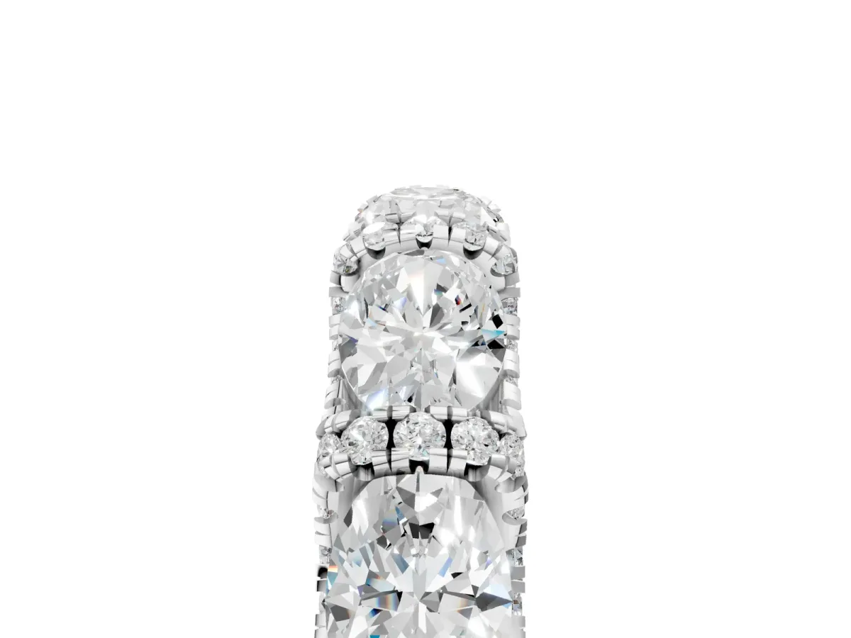 Oval Diamond Eternity Wedding Band with Round Diamond Accents Silver