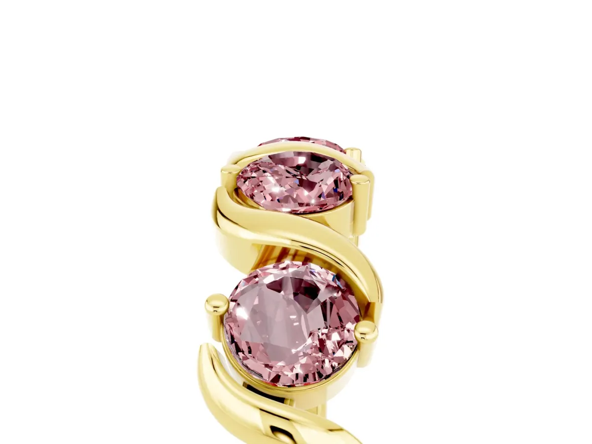 Six-Stone Round Morganite Wave Band with Shared Prong Setting Yellow gold