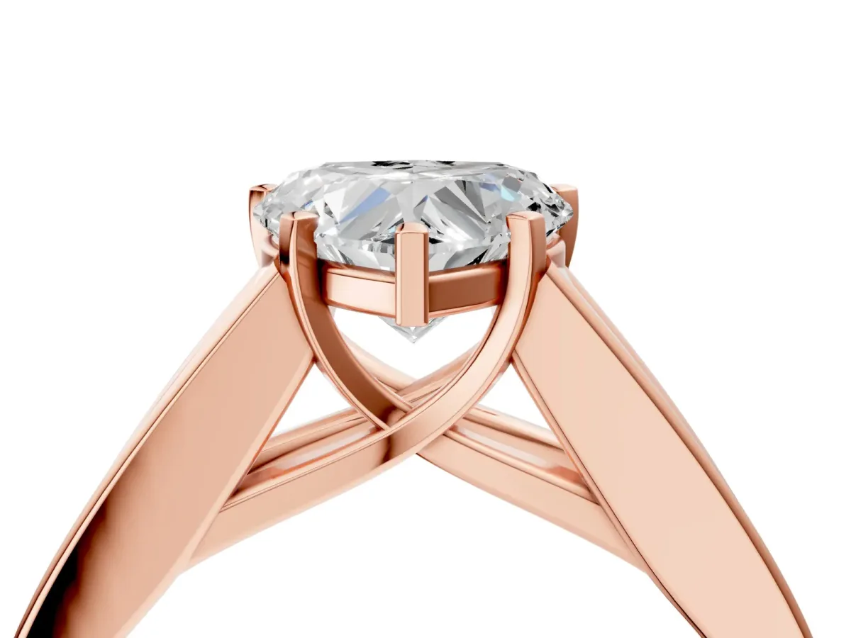Heart Cut Cut Channel Set Solitaire Ring with Four-Prong Setting Rose gold