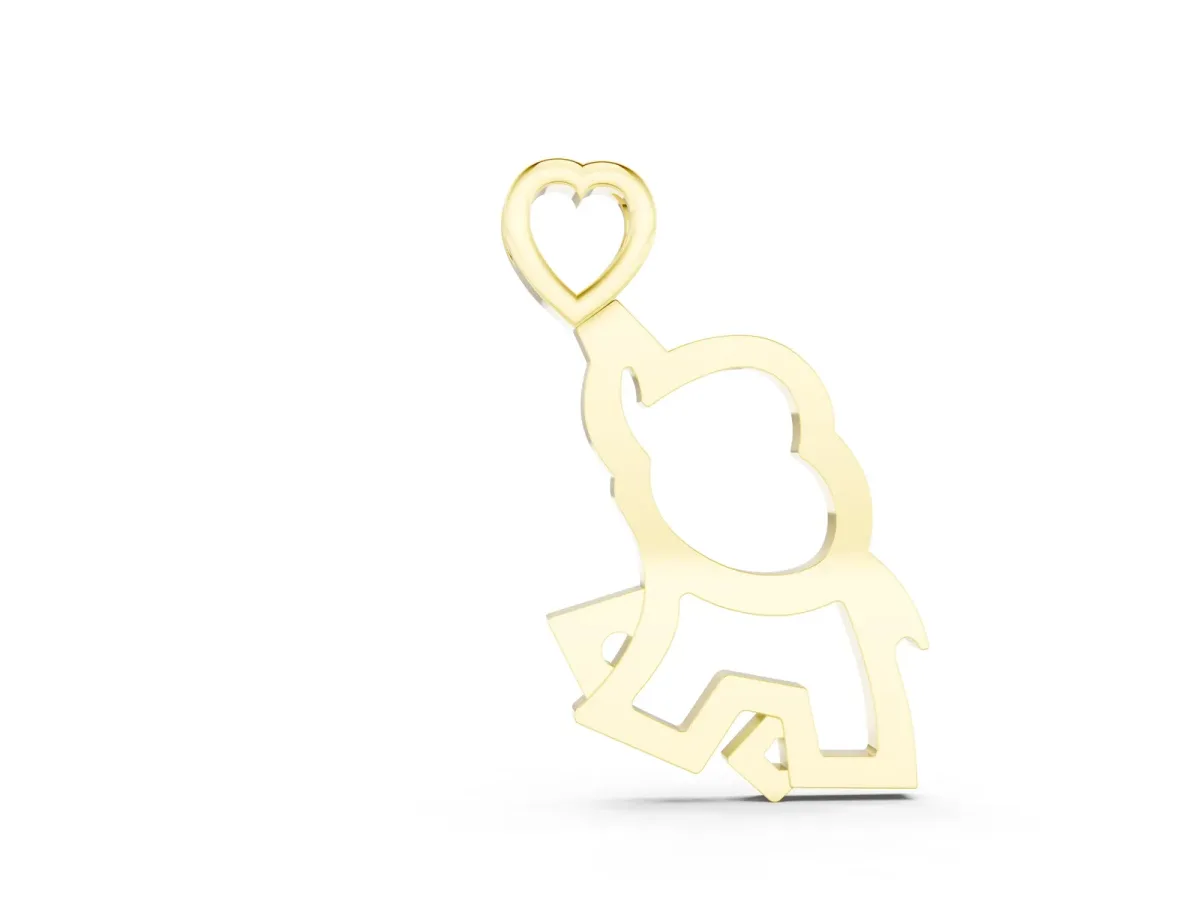 Silver Elephant Heart Pendant Yellow gold
