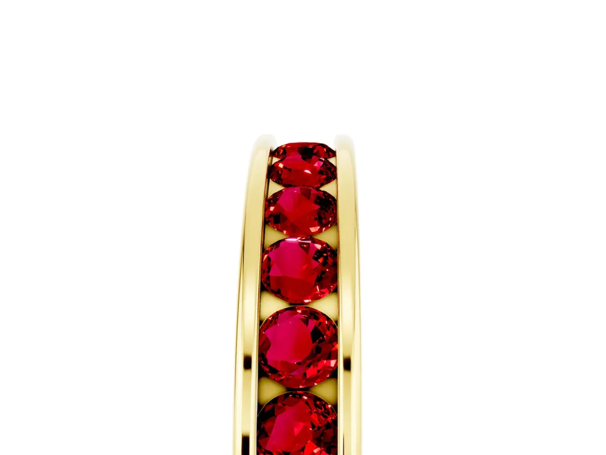 Channel Set Round Ruby Eternity Band Yellow gold