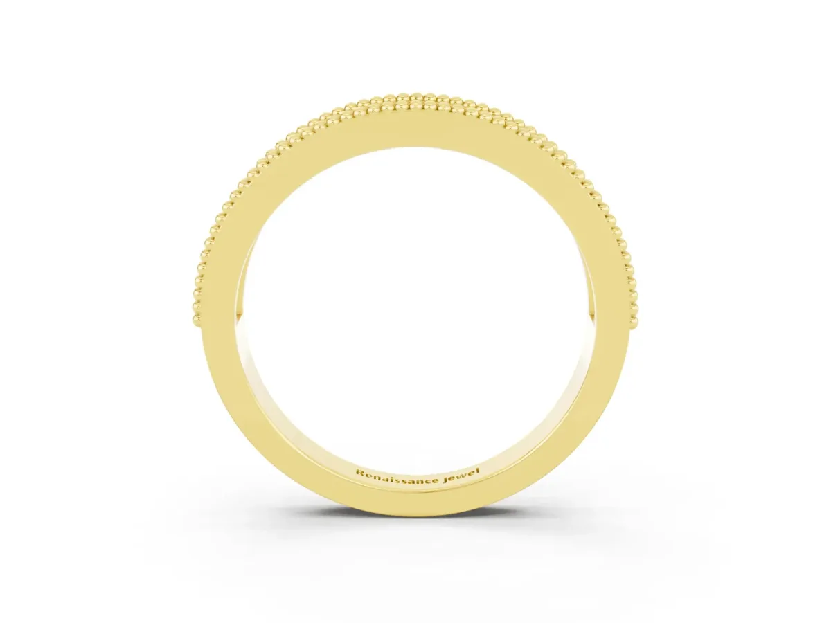 Round Garnet Twist Milgrain Band with Bezel Setting Yellow gold