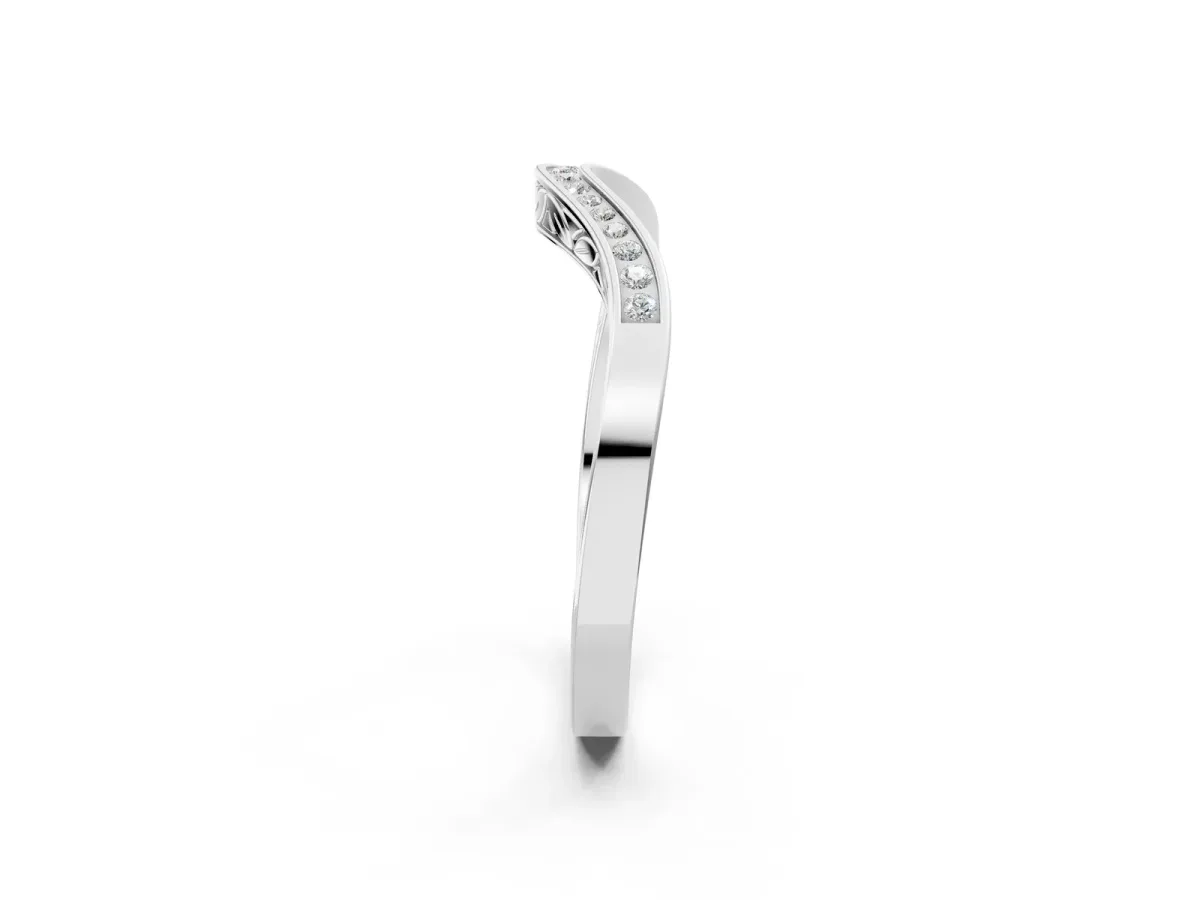 Round Cut Channel Set Wave Band with Pavé Setting Platinum