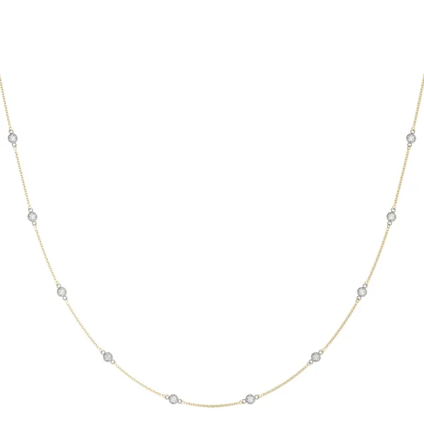 Bezel-Set Round Diamond Station Necklace with Cable Chain Rose gold