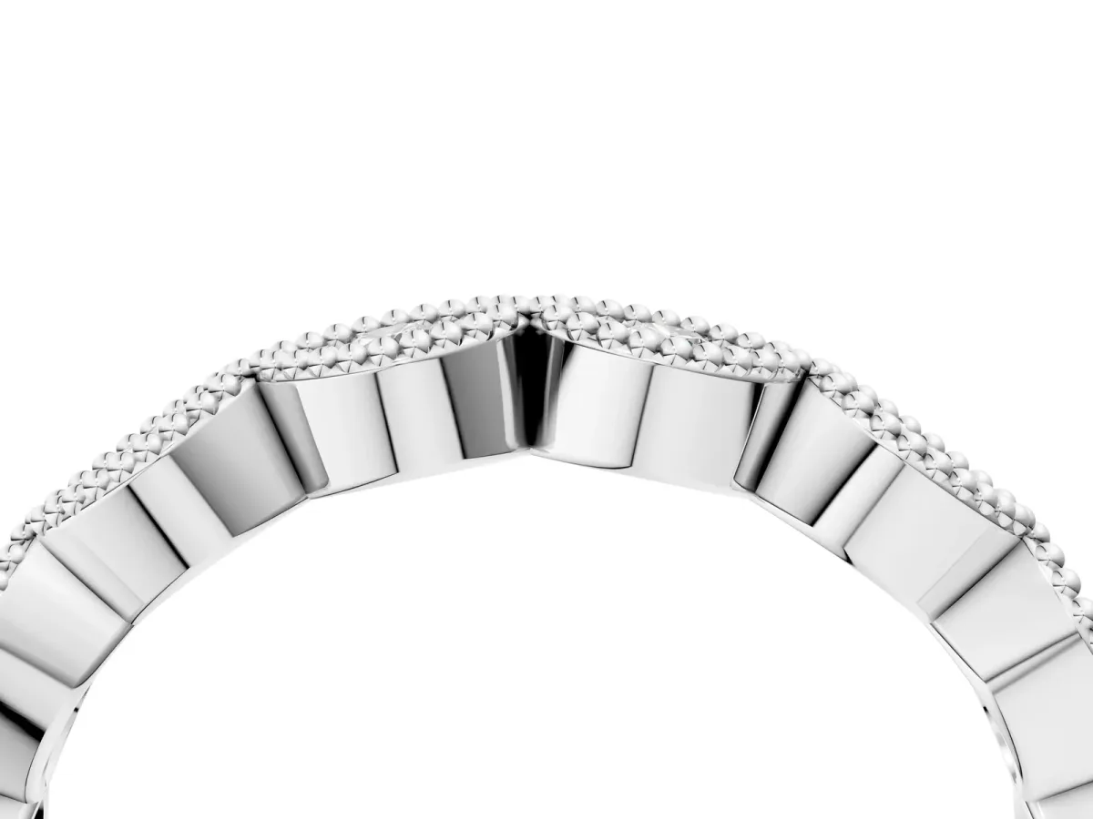 Milgrain Marquise Diamond Half Eternity Band with Bezel Setting Platinum