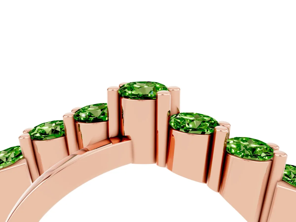 Round Peridot Prong-Set Crossover Band Rose gold