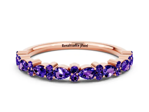 Pear and Round Tanzanite Wedding Band Rose gold