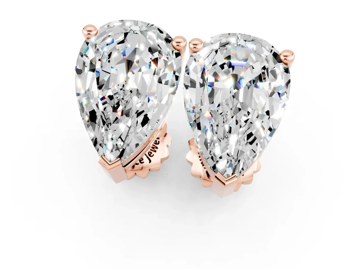 Pear Cut Moissanite Stud Earrings Rose gold