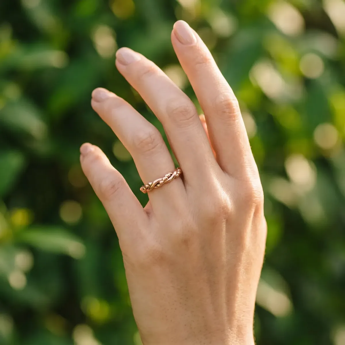 Twisted Rope Solitaire Band Rose gold