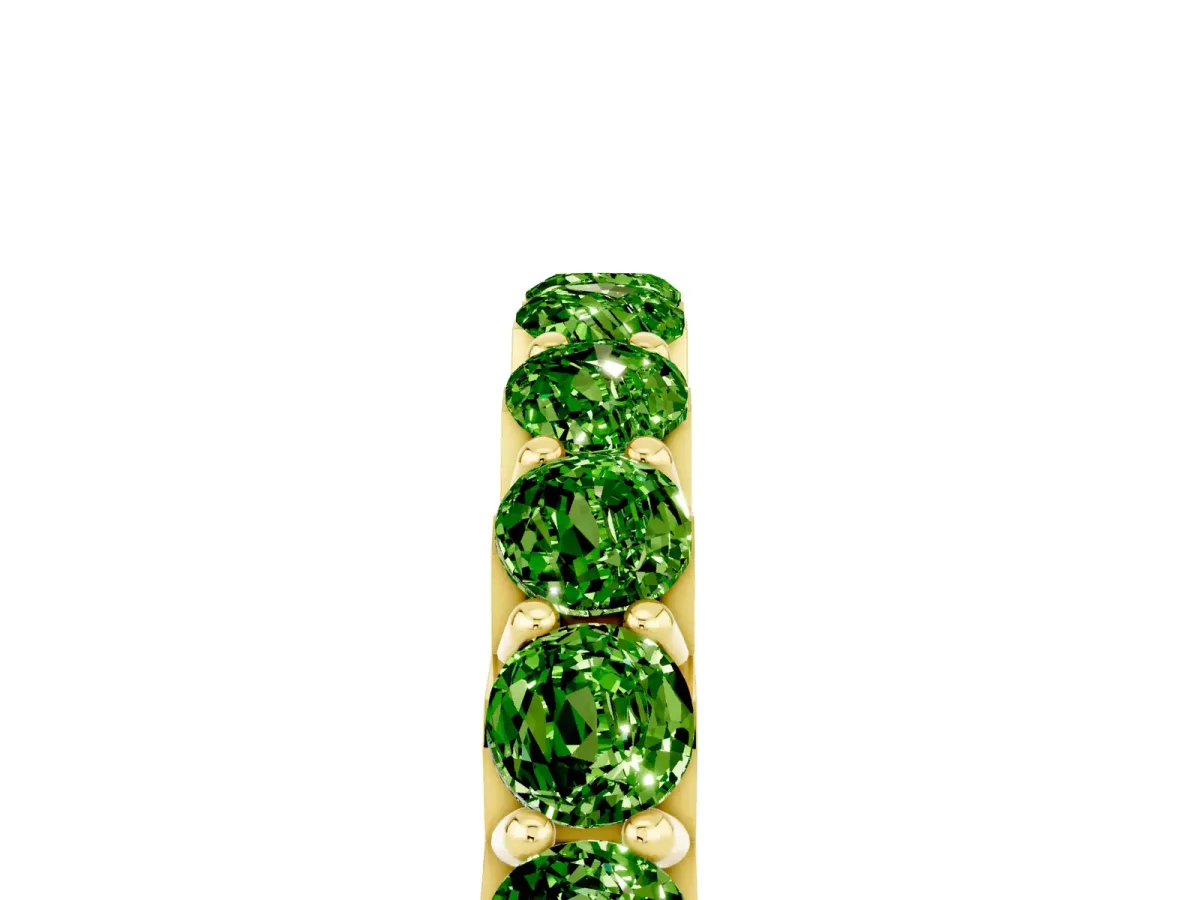 Round Peridot Half Eternity Band with Classic Prong Setting Yellow gold