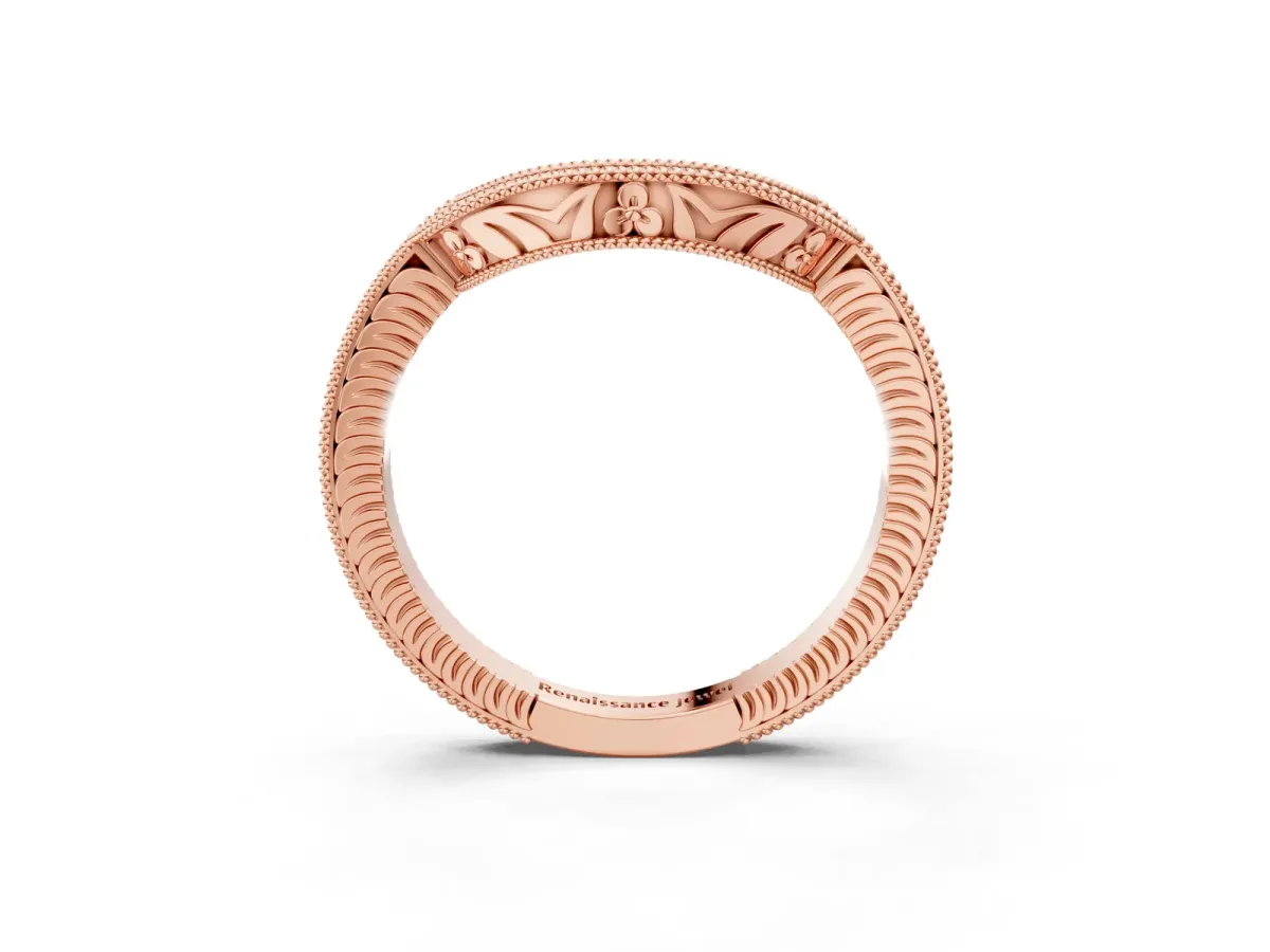 Channel Set Round Diamond Chevron Band Rose gold