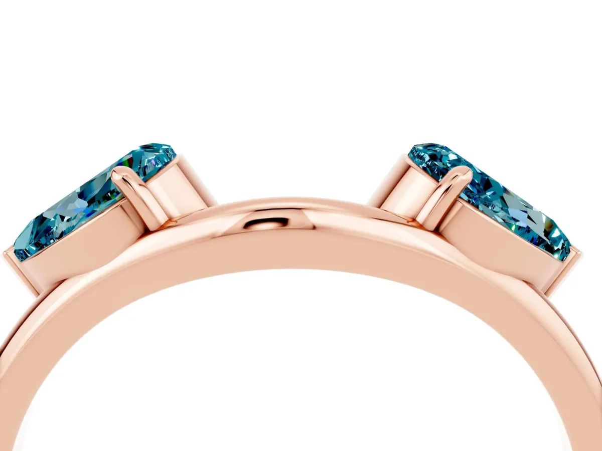 Two-Stone Pear Blue Topaz Bypass Ring with Prong Setting Rose gold