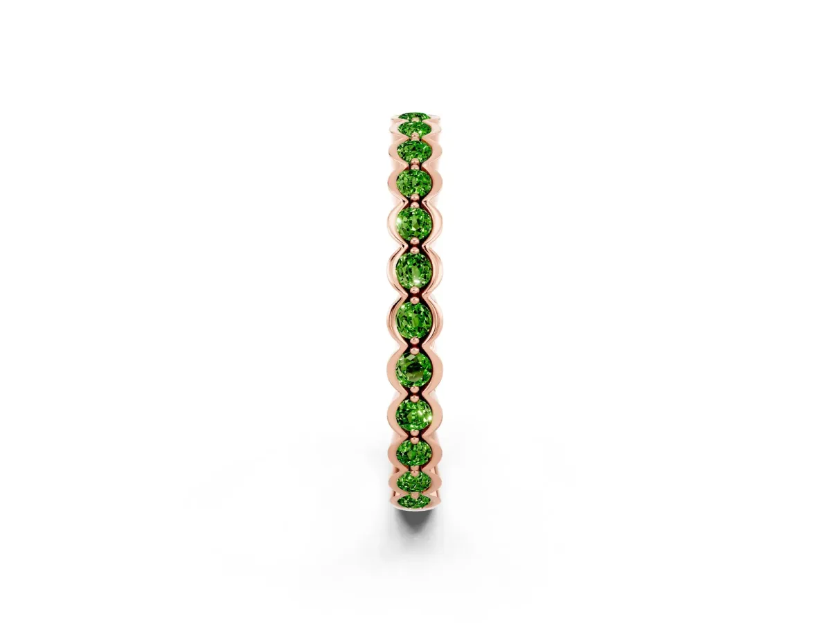 Round Peridot Bezel Set Eternity Band Rose gold
