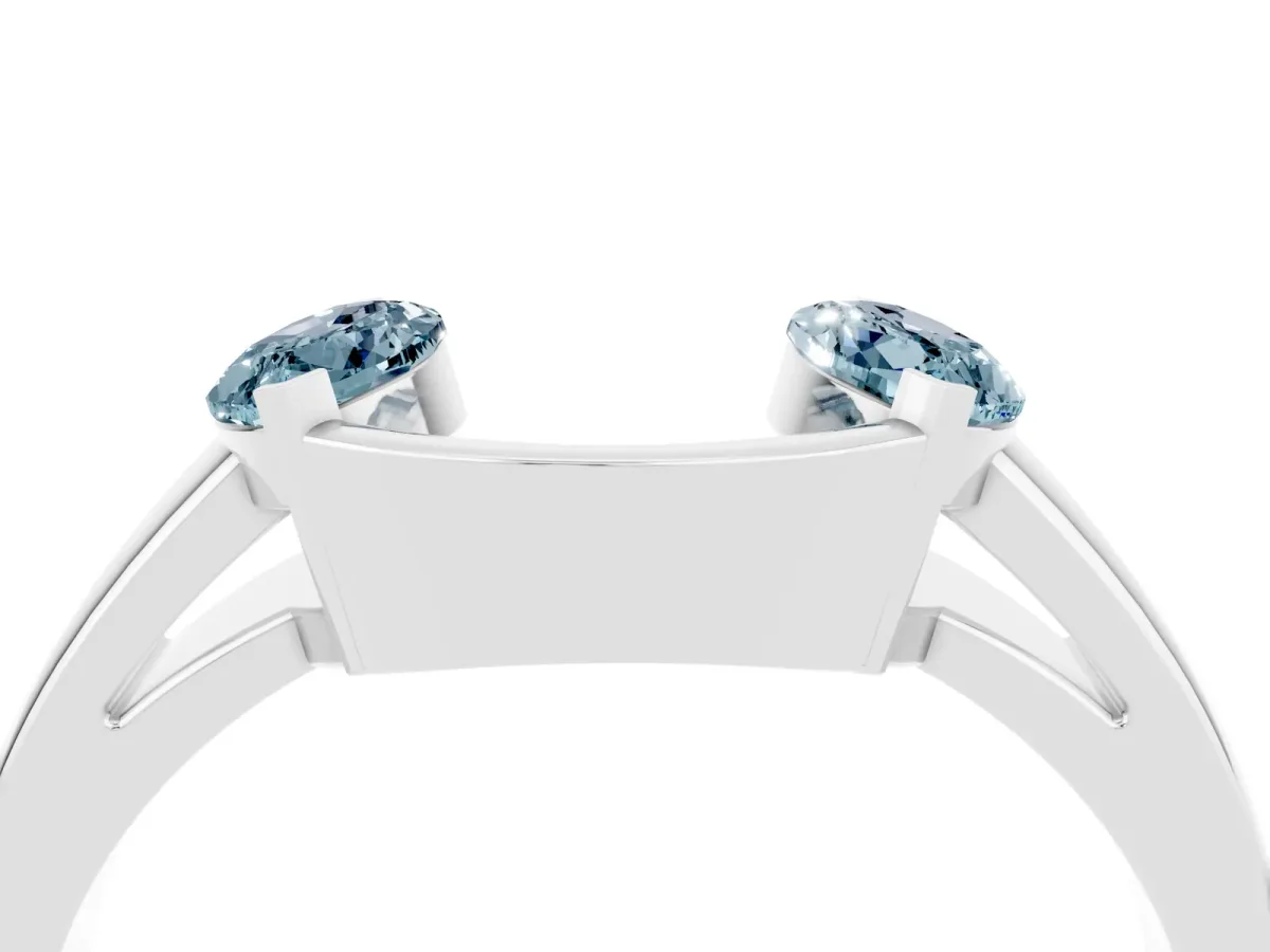 Marquise Aquamarine Open Band Ring with Tension Setting Silver