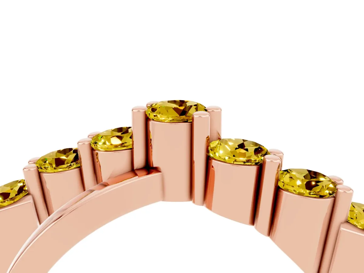 Round Yellow Sapphire Prong-Set Crossover Band Rose gold