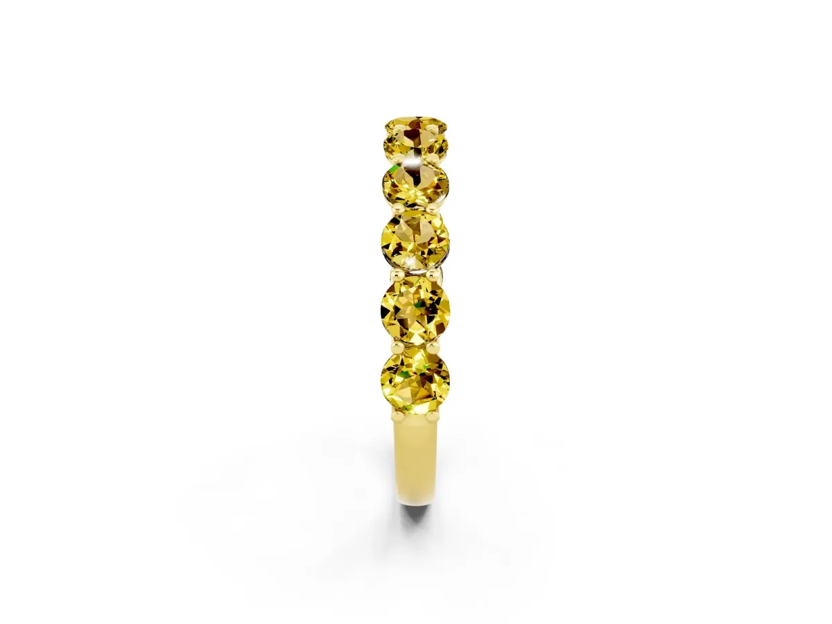 Round Yellow Sapphire Shared Prong Eternity Band Yellow gold