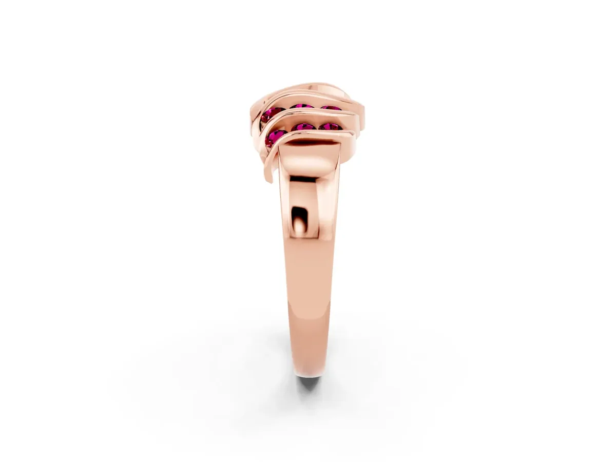 Round Garnet Multi-Row Crossover Band Rose gold