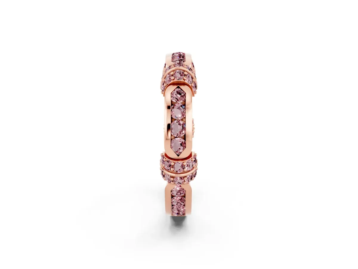 Pavé Round Morganite Link Band with Bezel Setting Rose gold