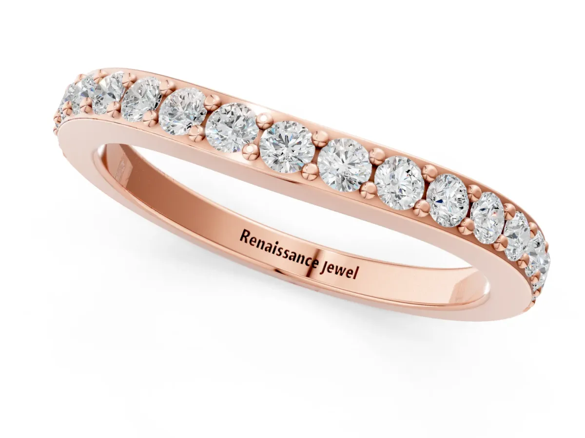 Round Diamond Pavé Set Curved Eternity Band Rose gold
