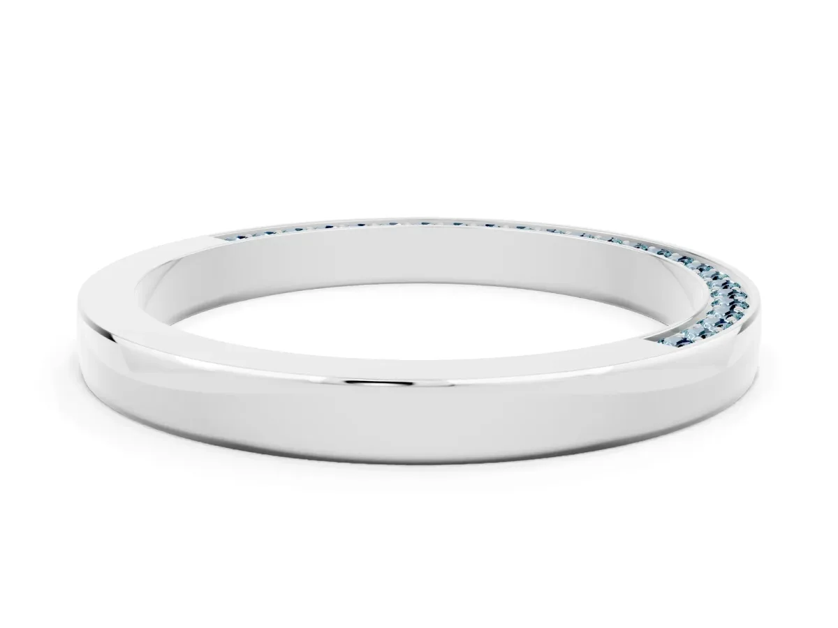 Pavé Round Aquamarine Channel Set Band Silver