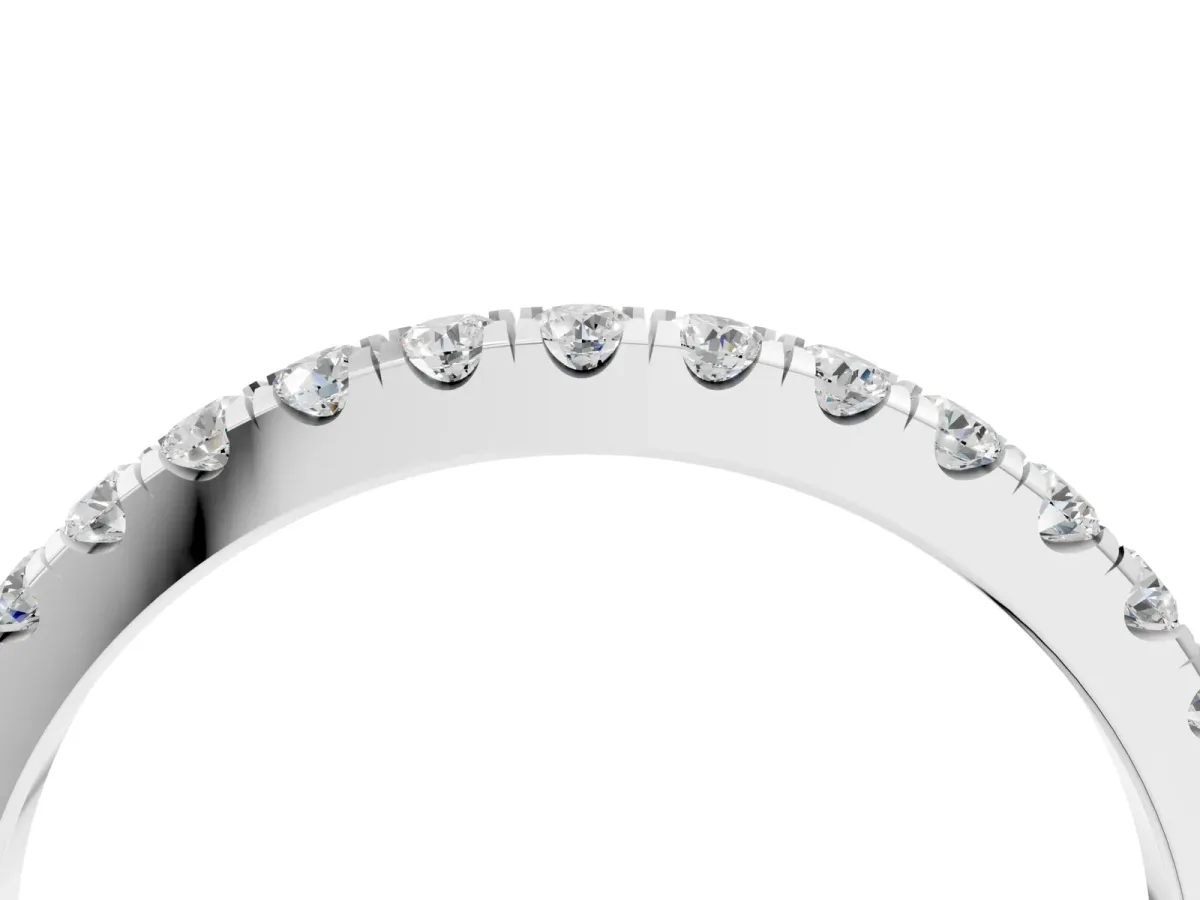 Round Diamond Classic Half Eternity Band with Shared Prong Setting Silver