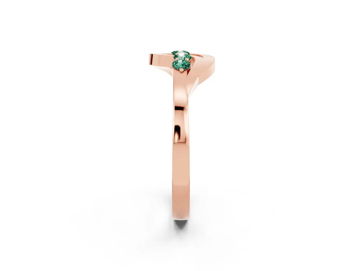 Five-Stone Round Green Sapphire Crossover Band with Prong Setting Rose gold