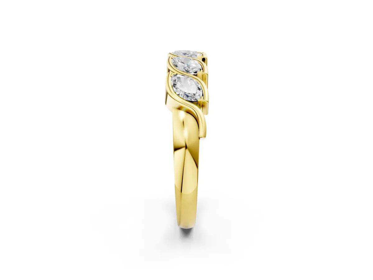 Marquise Diamond Wave Band with Channel Setting Yellow gold