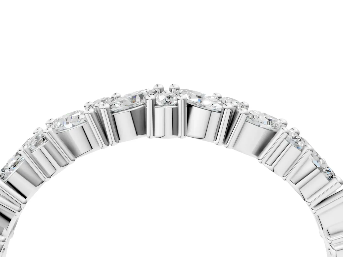 Marquise and Round Diamond Vine Eternity Band with Prong Setting Platinum